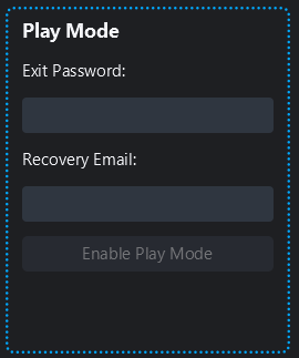 Play Mode settings panel